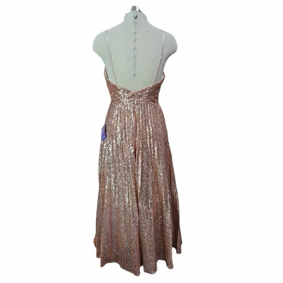 LaDivine Cinderella Divine Dress rose gold micro sequin formal prom *READ* XS S - Picture 8 of 15